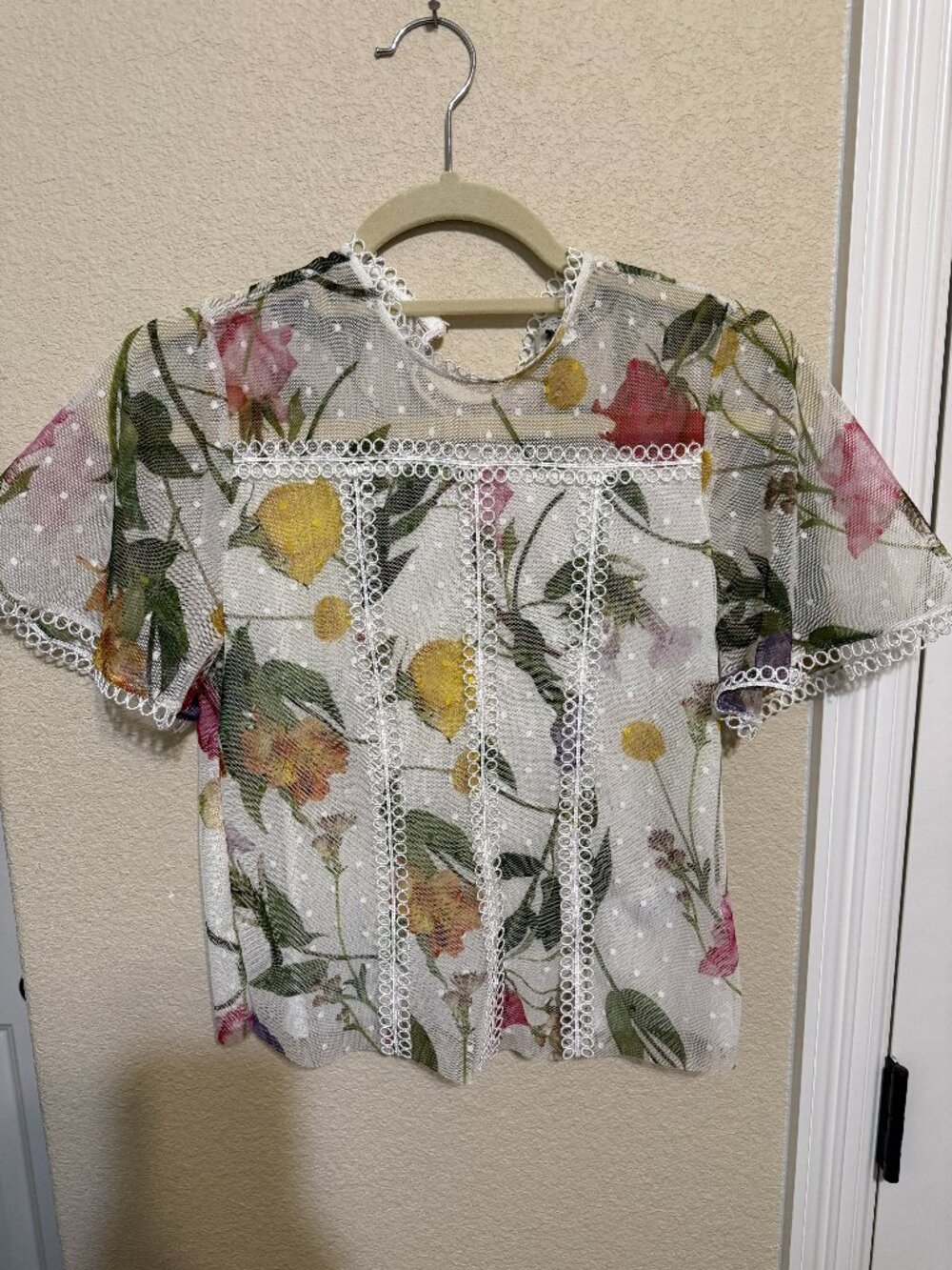 Ted Baker Short Sleeve Sheer Netting Top